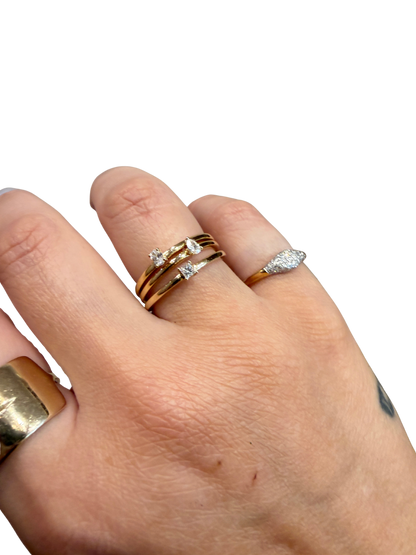 Fine Sparkle Mini Signet Ring by Stone &amp; Strand, pavé white diamonds