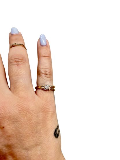 Twinkling Twine Pavé Duo Ring by Stone &amp; Strand worn on the hand