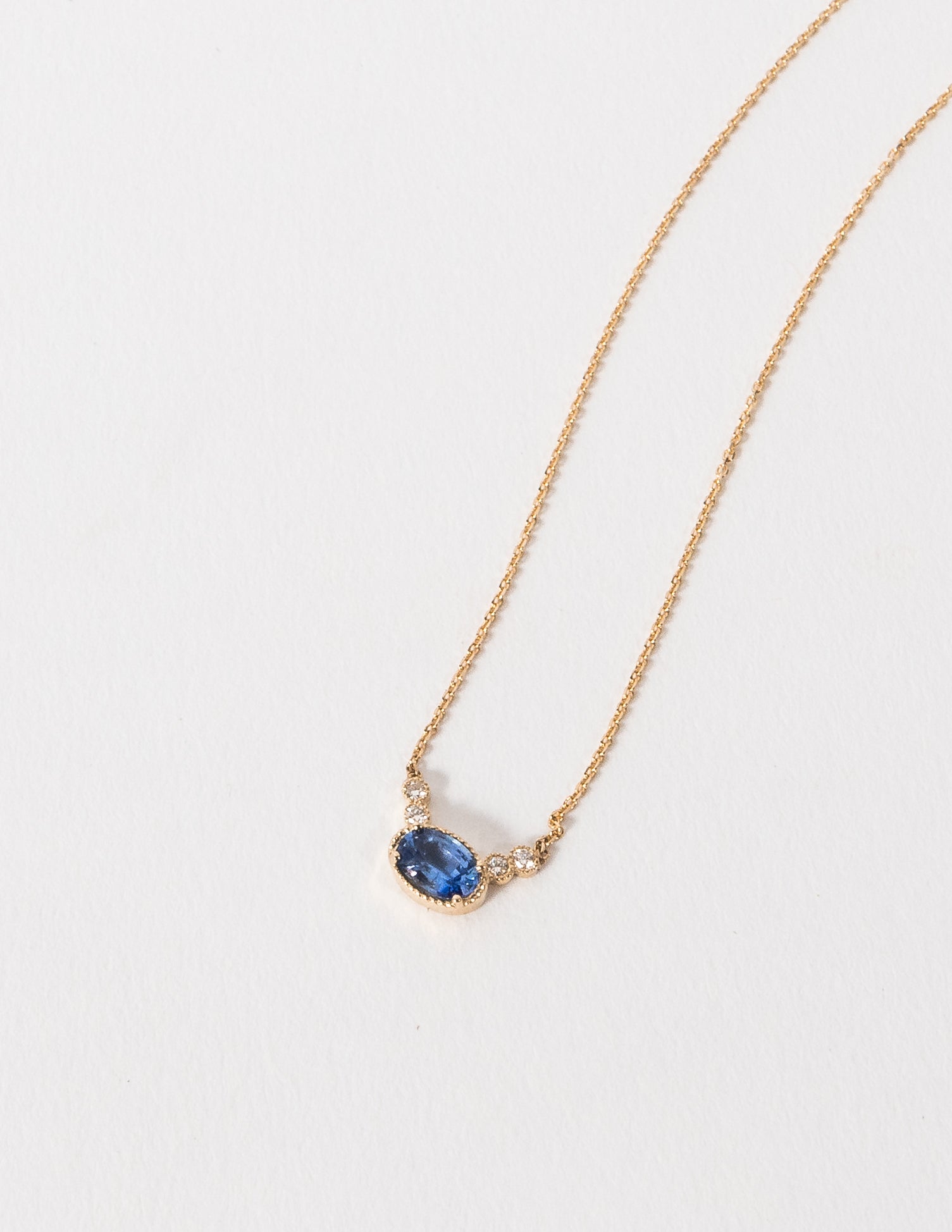 Pear cut blue sapphire necklace solid 14k 18k yellow gold three stone –  WILLWORK JEWELRY