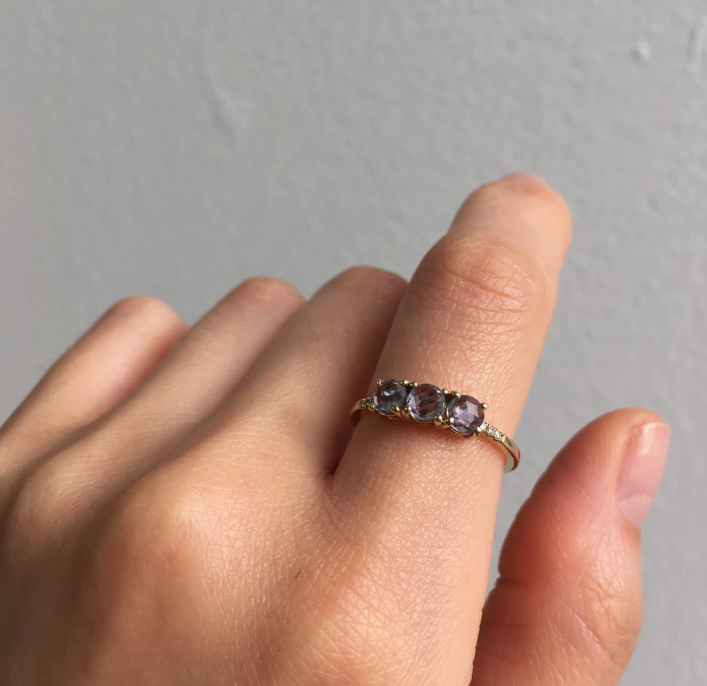ROSE CUT SAPPHIRE EQUILIBRIUM RING