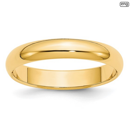 Yellow Gold Classic Traditional Half Round Wedding Band
