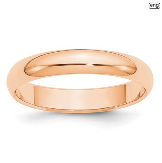 Rose Gold Classic Traditional Half Round Wedding Band