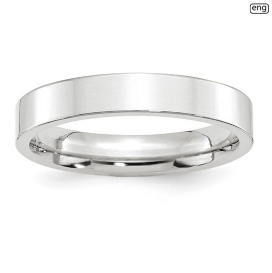 White Gold Modern Classic Flat Wedding Band