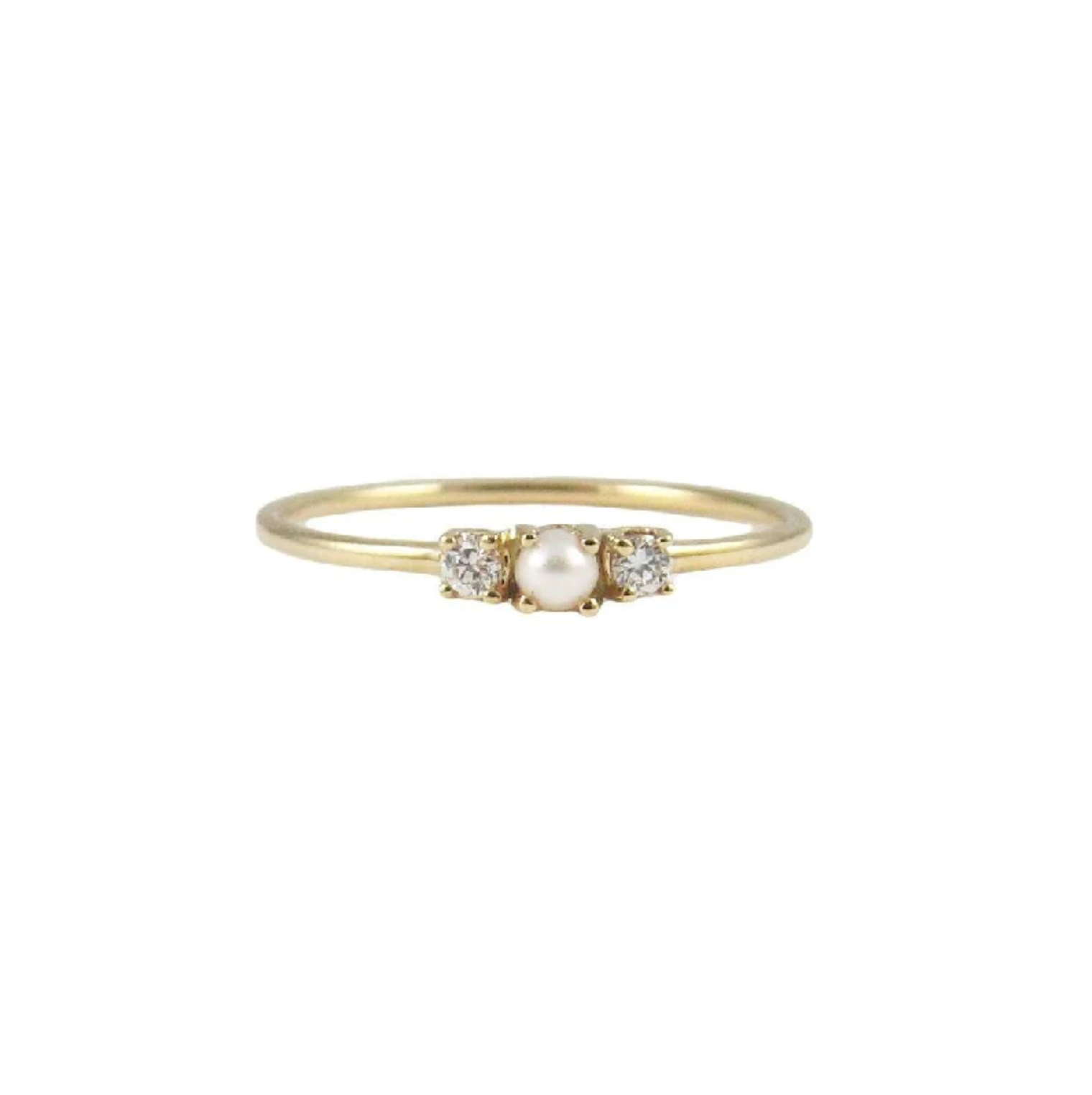 PEARL &amp; TWO DIAMOND RING